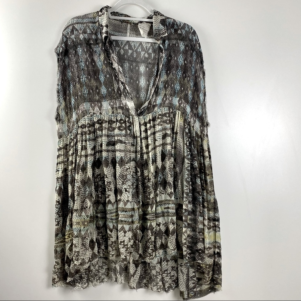 Free People Brown and Cream Tunic Top - Picture 3 of 7